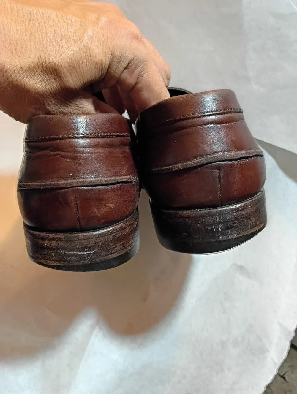 Prada Men's Brown Logo Leather Slip-On Loafers Italy Loafers Uk 8.5 Us 9.5